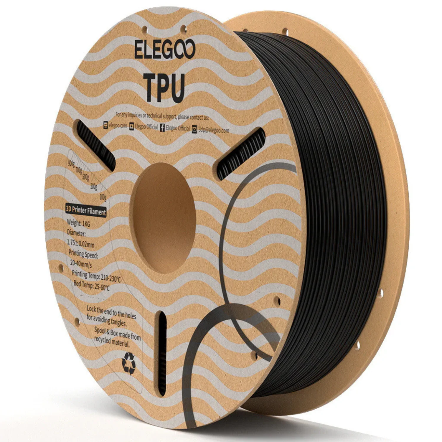 Elegoo TPU 95A Black Filament 1.75 mm 1 kg