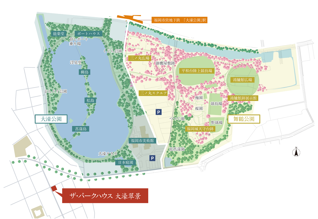 彷彿都心綠洲的「大濠公園」與宛如紐約中央公園的「舞鶴公園」。