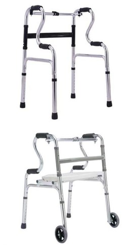 Dual-Armrest Walking Aid with Wheels (Aluminum Alloy)