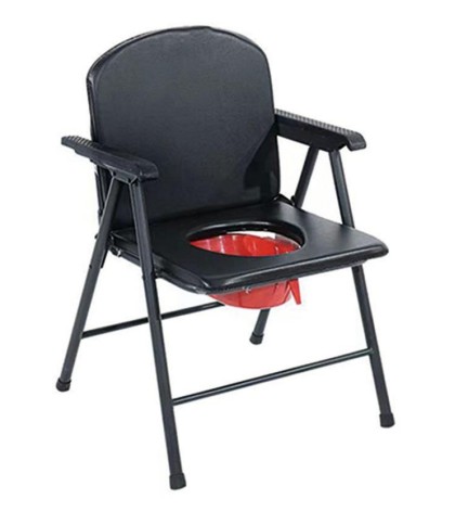 Padded Soft Backrest Commode Toilet Chair (Carbon Steel)