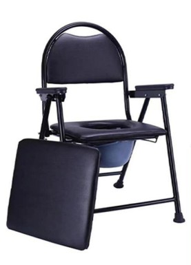 Round Backrest Commode Toilet Chair (Carbon Steel)