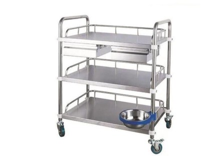 Stainless Steel Three-Tier Medical Trolley Cart