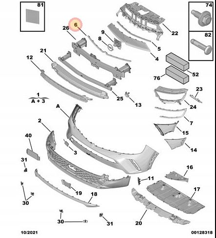 Opel mokka b voorbumper bumper chrome list 98351550DX