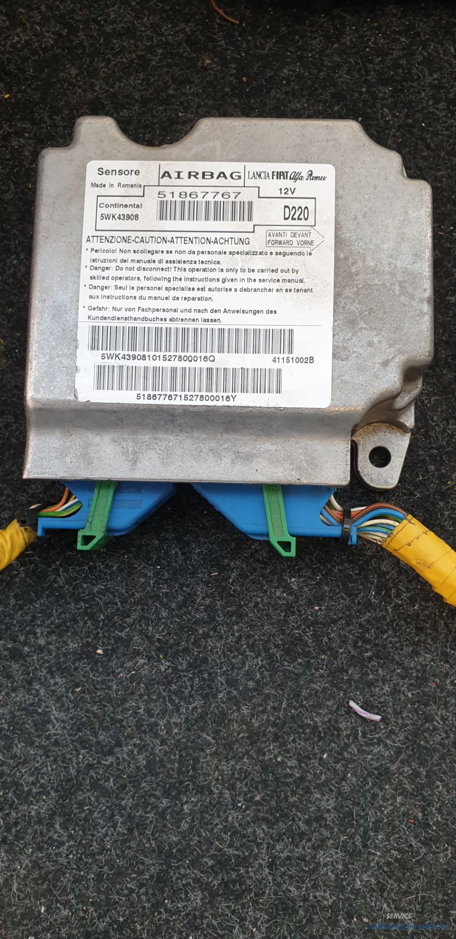 Module airbag Fiat 500 51867767 d'origine d'occasion 2009/2015