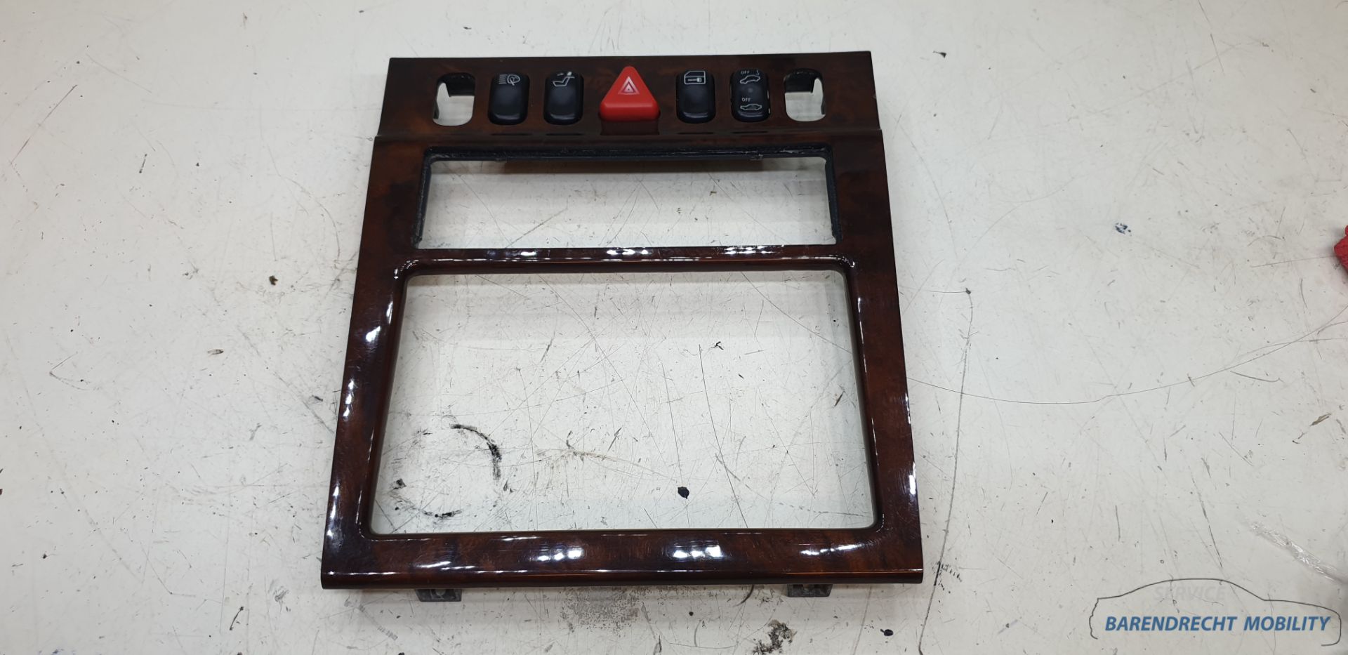 Houten paneel knoppenbalk W210 comand Mercedes 2106802136 gevarenlicht CPV KLS hoofdsteun alarm