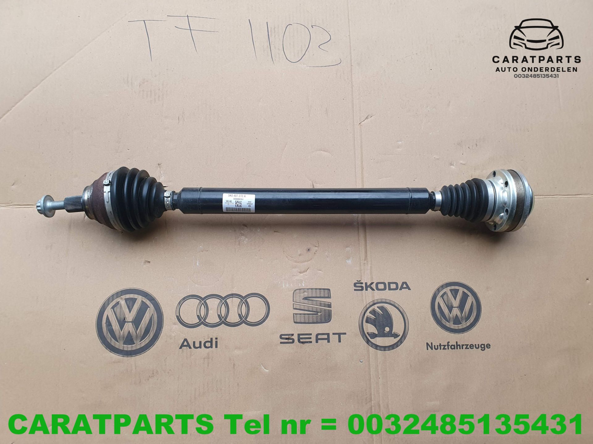 5K0407272A Tiguan cardan Q3 aandrijfas Caddy kardan Golf 6
