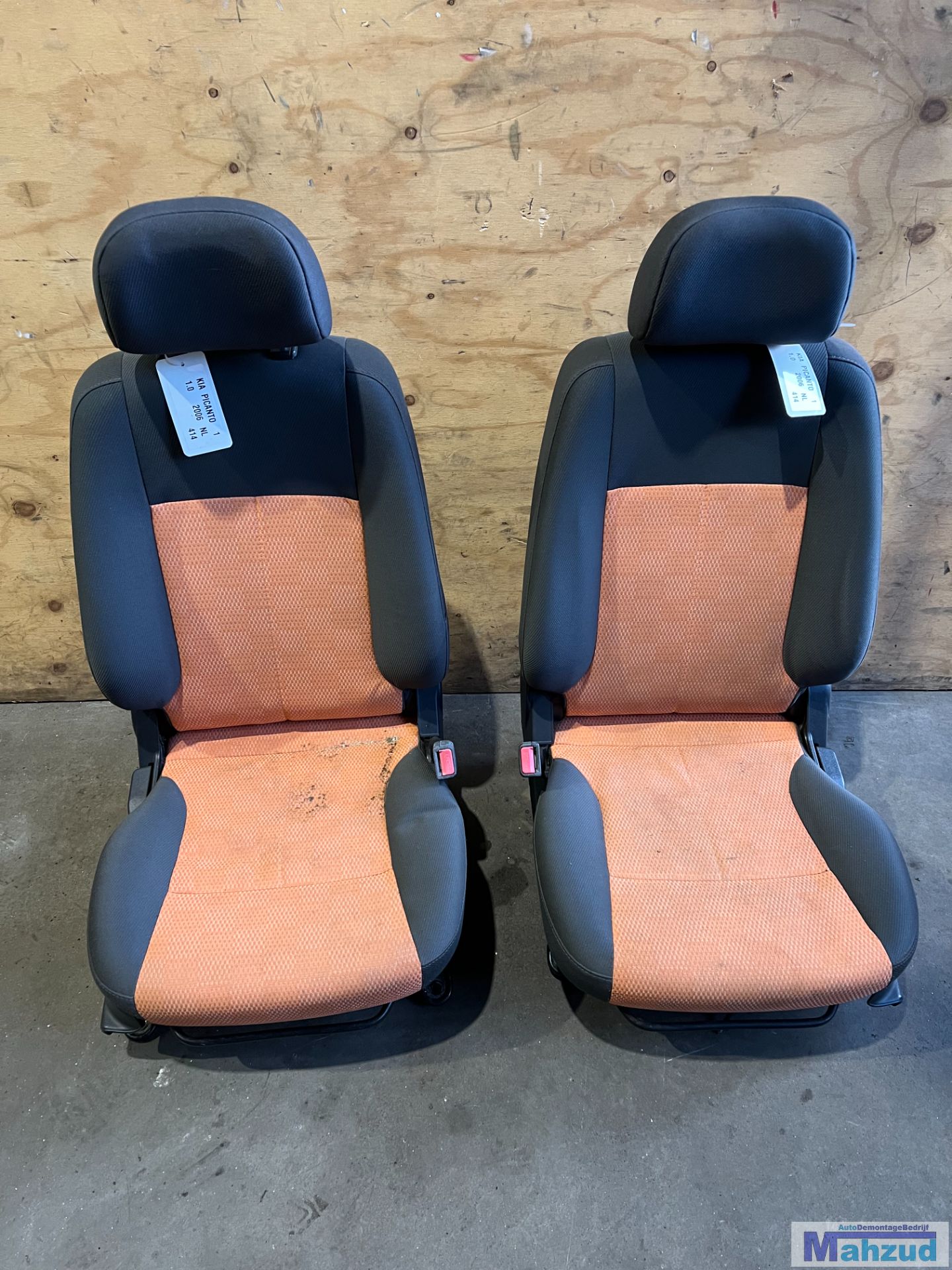 KIA PICANTO 1 ZWART ORANJE interieur stoel bank 2004-2010