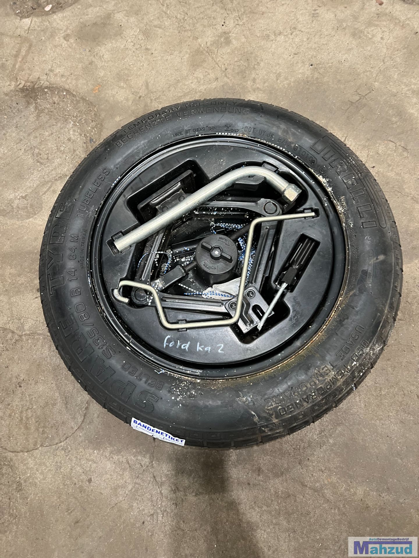 FORD KA 2 Thuiskomer krikset 4x98 58.1 14 inch reservewiel