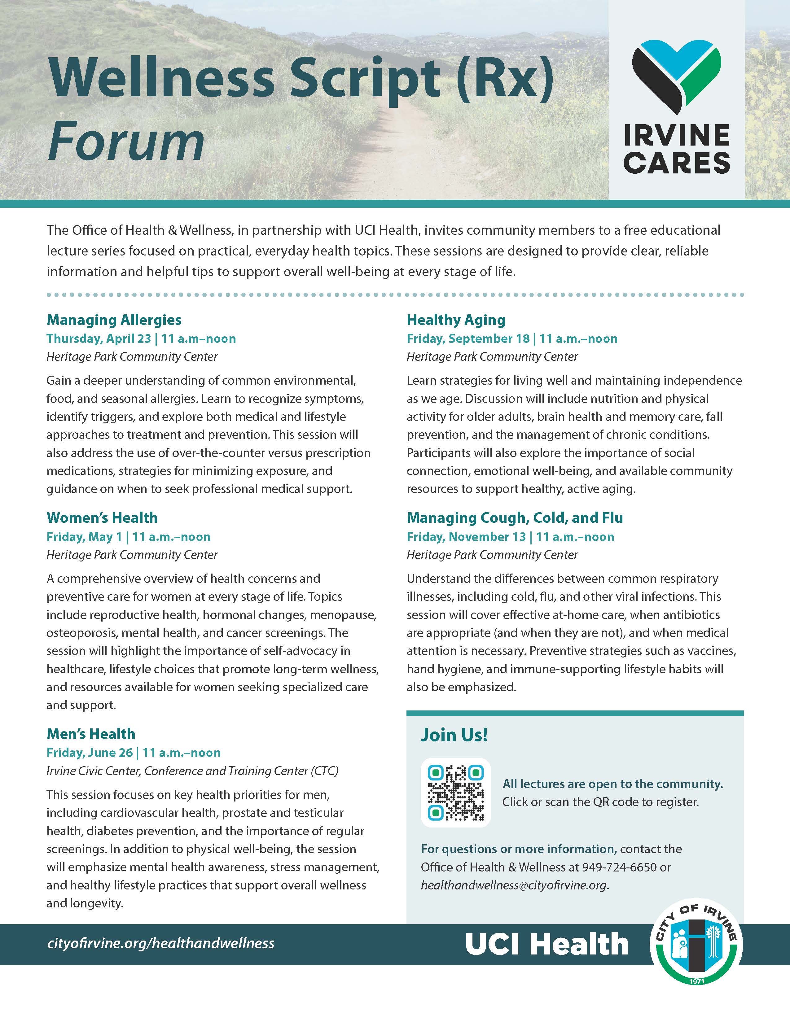 Poster for Managing Cough, Cold, and Flu Workshop