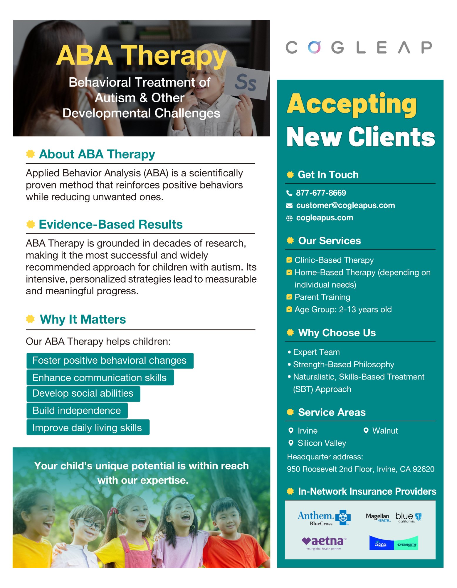 Poster for Applied Behavior Analysis (ABA)