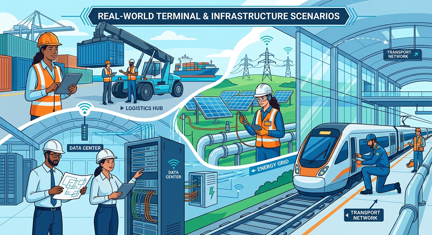 Real-world terminal and infrastructure scenarios