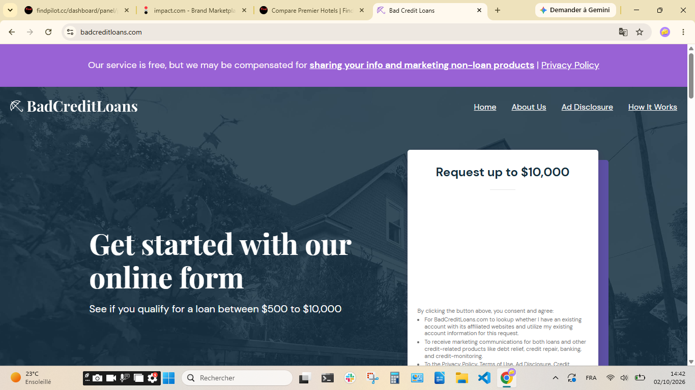 loan between $500 to $10,000