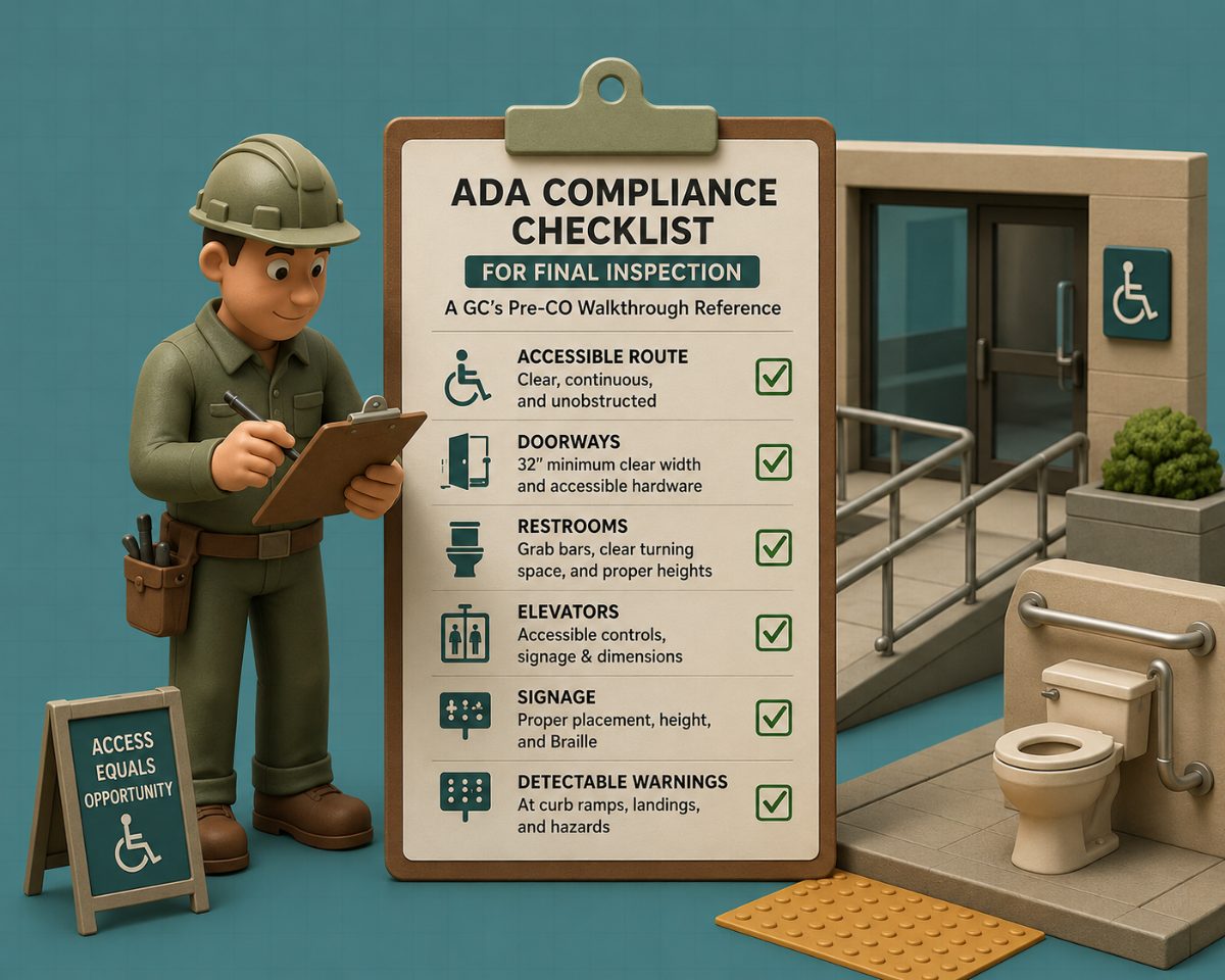 ADA Compliance Checklist for Final Inspection: A GC's Pre-CO Walkthrough Reference