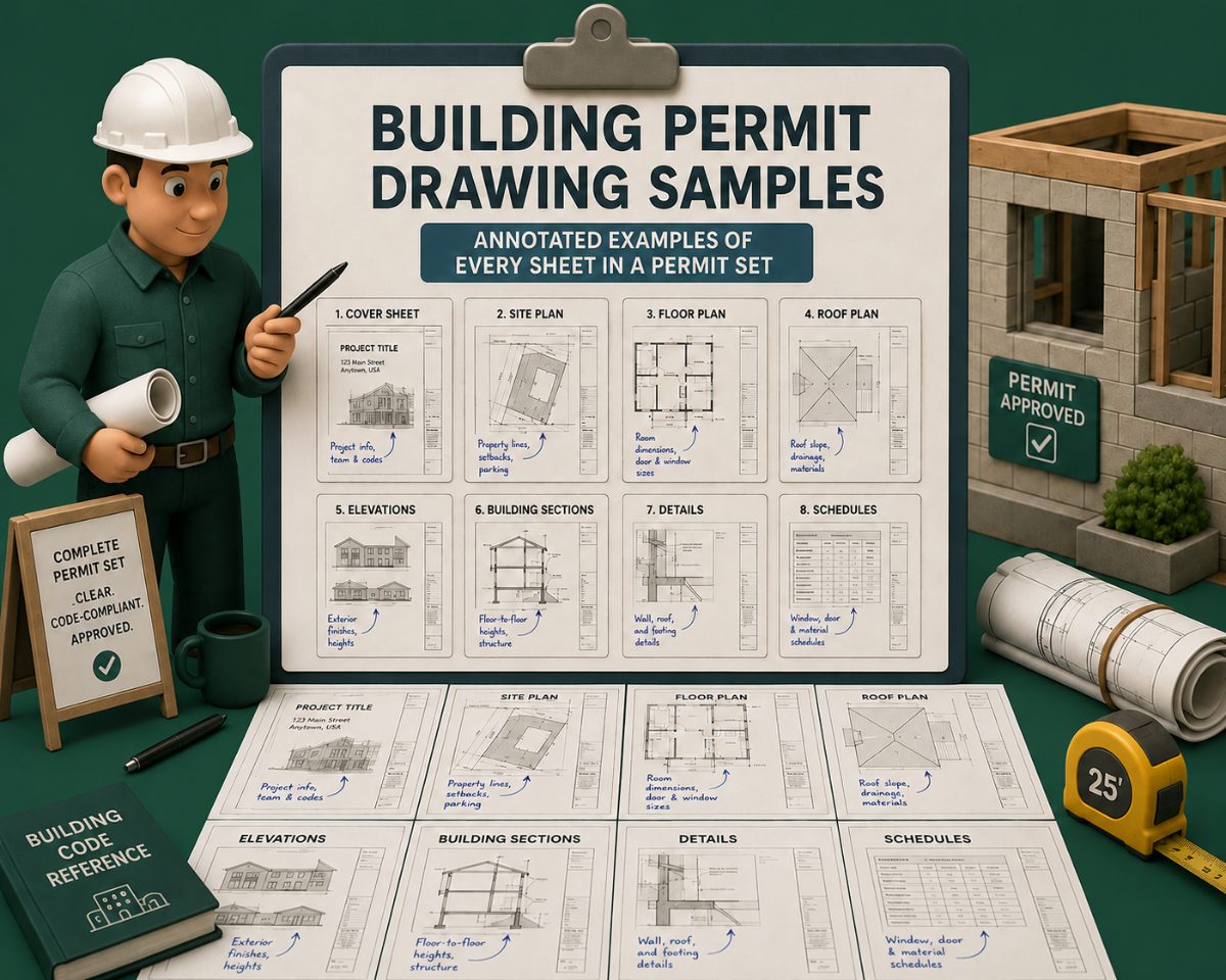 Building Permit Drawing Samples: Annotated Examples of Every Sheet in a Permit Set