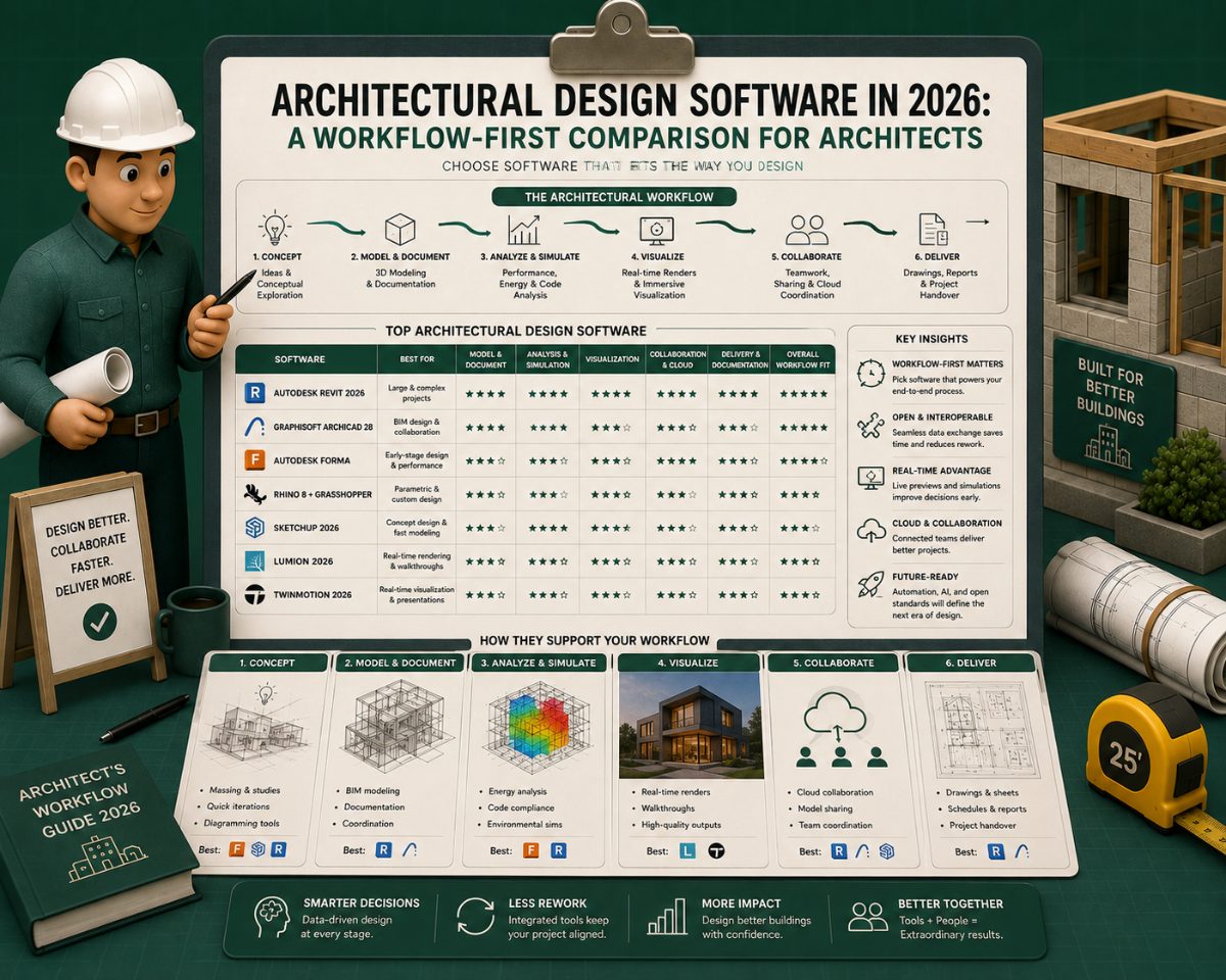 Architectural Design Software in 2026: A Workflow-First Comparison With Per-Stage Tool Comparisons