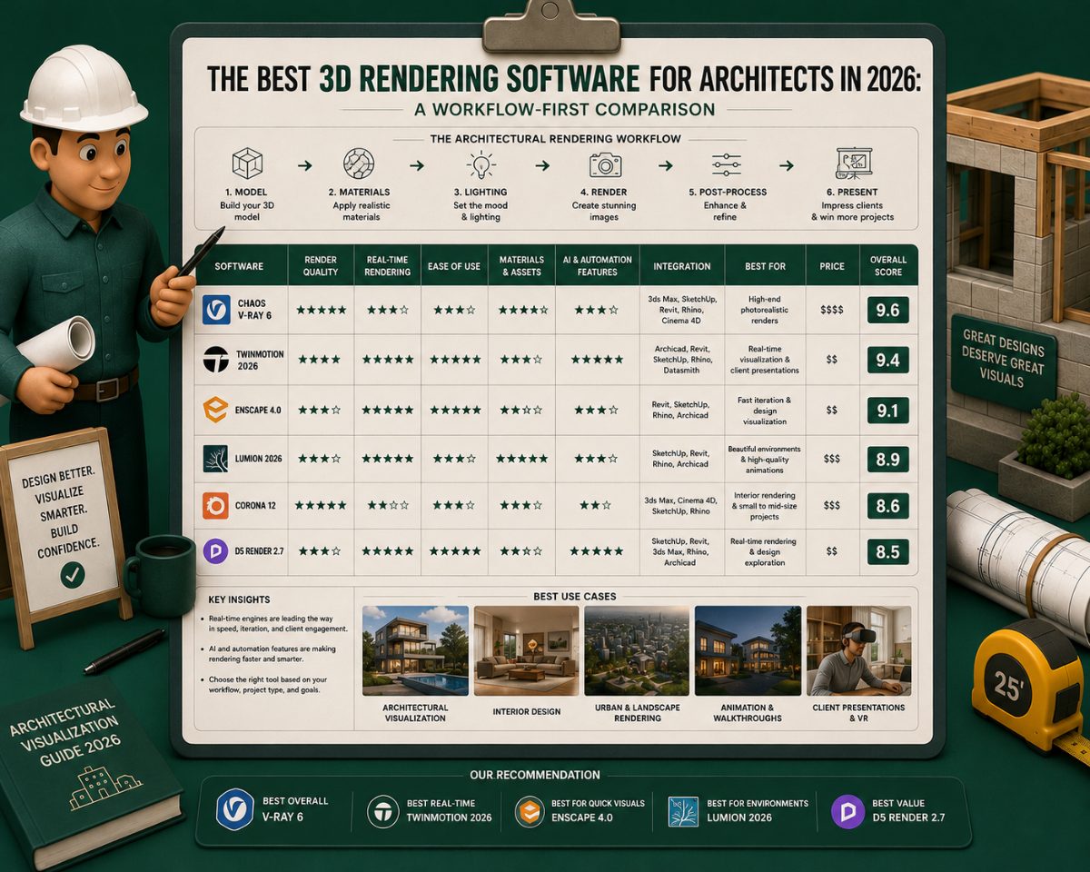 The Best 3D Rendering Software for Architects in 2026: A Workflow-First Comparison