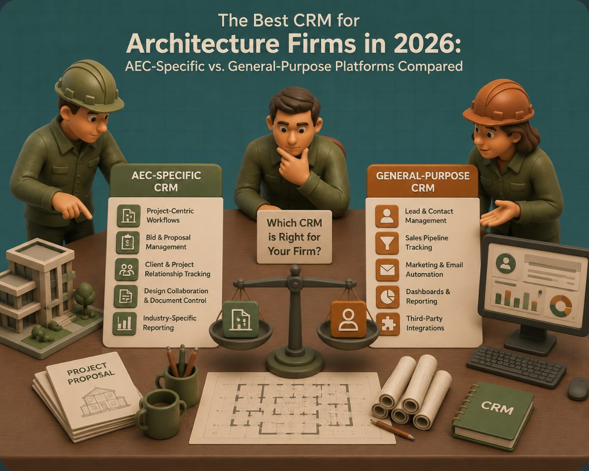 The Best CRM for Architecture Firms in 2026: AEC-Specific vs. General-Purpose Platforms Compared