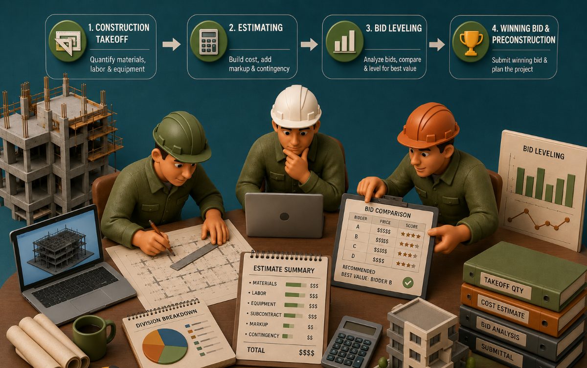 Construction Takeoff, Estimating, and Bid Leveling: A Complete GC Preconstruction Workflow Guide