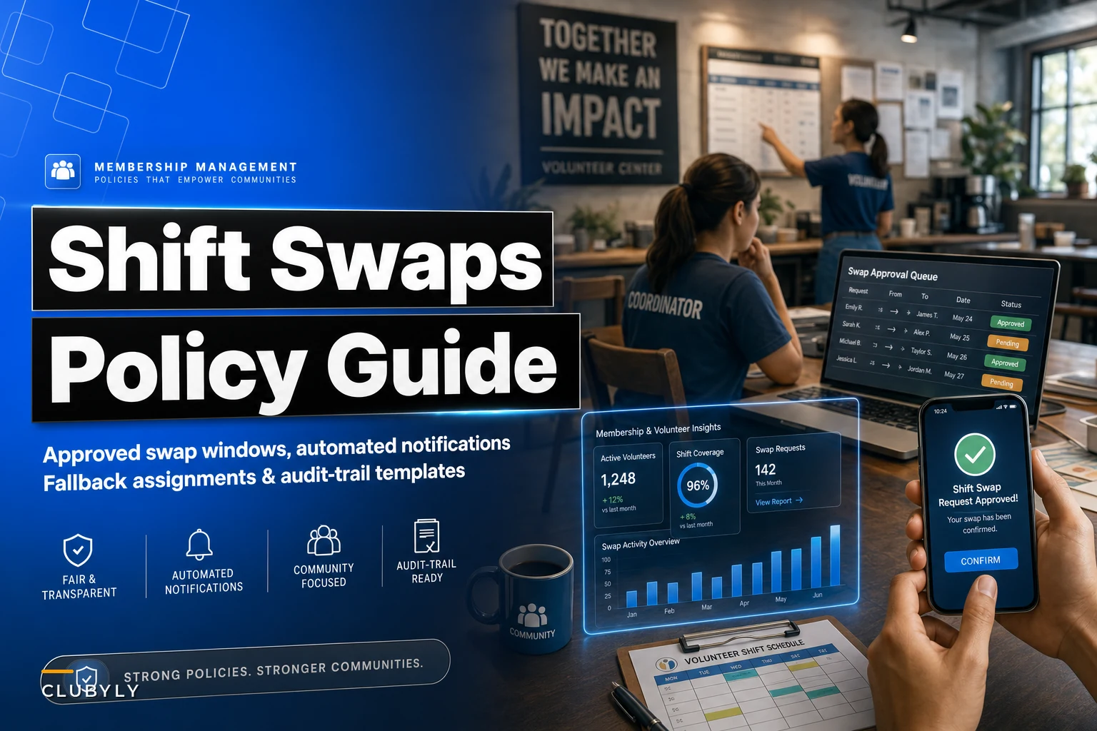 Don't let swap chaos derail shifts: volunteer shift-swap policy, approval windows and automated fallback rules