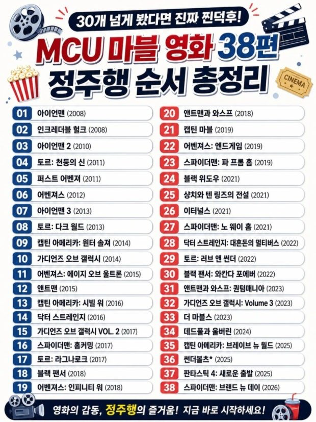 mcu 마블영화 정주행 순서