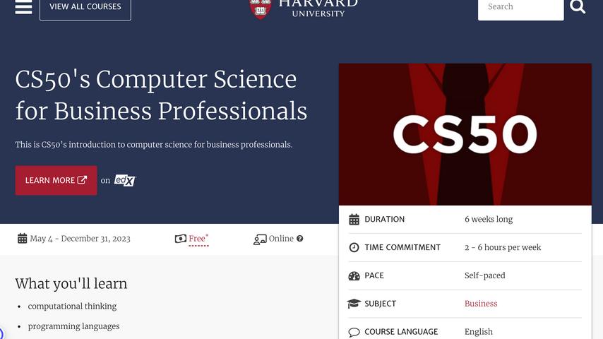 CS50's Computer Science for Business Professionals