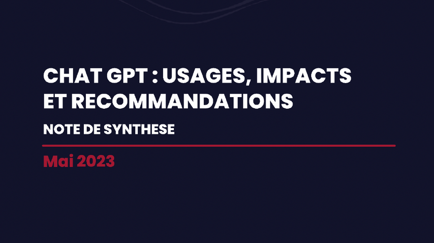 ChatGPT : usages, impacts et recommandations