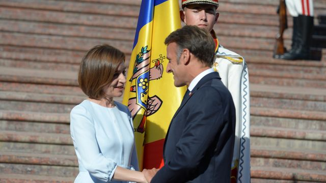 Chișinău Moldova - august 27 2025:President Maia Sandu welcomed France’s Emmanuel Macron, Germany’s Chancellor Friedrich Merz, and Poland’s PM Donald Tusk at the official ceremony