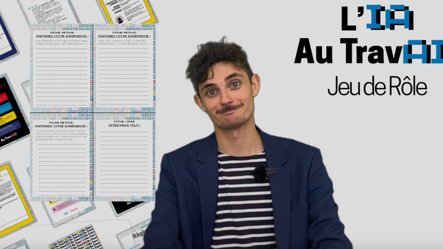 Capture d'écran de la vidéo, Valentin Lorange joue le rôle du présentateur