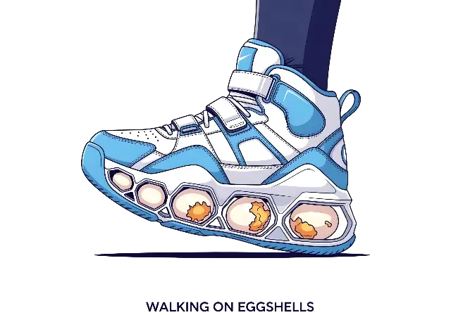 Pop Art Walking on Eggshells High-Top Sneaker Illustration - classic - width: 5120px, height: 3584px