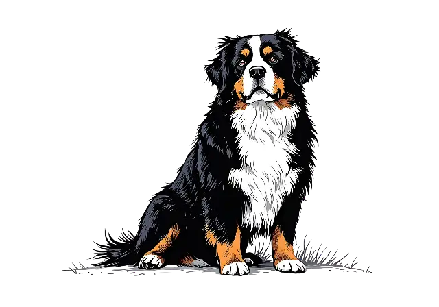 Detailed Realistic Bernese Mountain Dog Illustration for Dog Lovers - classic - width: 640px, height: 448px