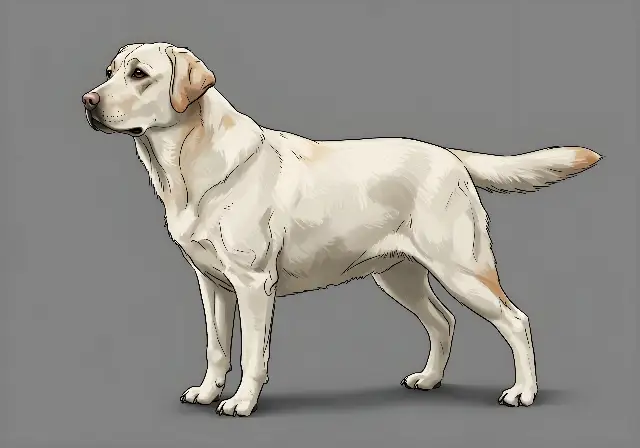 Full-Body Illustration of a Yellow Labrador Retriever