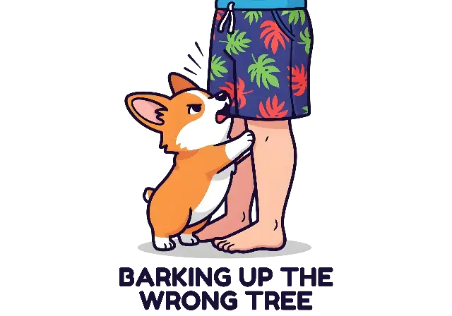 Cartoon Corgi Barking Up The Wrong Tree Funny Dog Design - classic - width: 5120px, height: 3584px
