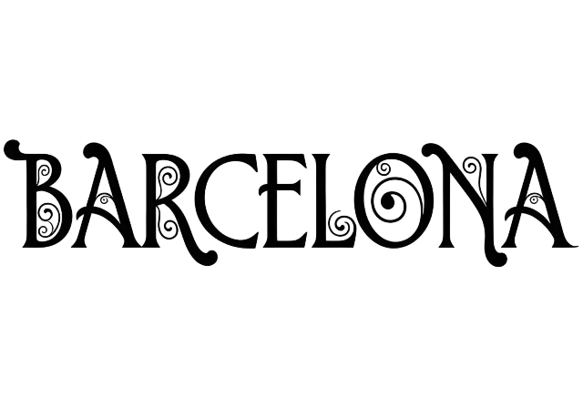 Barcelona Stylized Text, Elegant Ornamental Typography Logo - classic - width: 5120px, height: 3584px