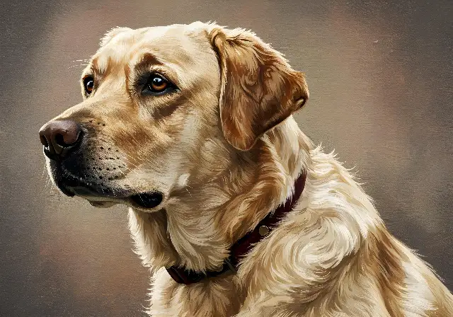 Painted Portrait of a Golden Labrador