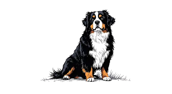 Detailed Realistic Bernese Mountain Dog Illustration for Dog Lovers - landscape - width: 704px, height: 384px