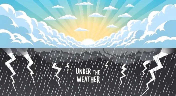 Cartoon Contrasting Weather Idiom Educational Graphic - landscape - width: 5632px, height: 3072px