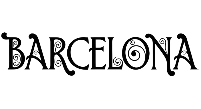 Barcelona Stylized Text, Elegant Ornamental Typography Logo - landscape - width: 5632px, height: 3072px