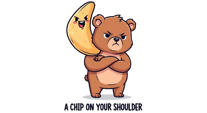 Cartoon Bear with Potato Chip on Shoulder Humorous Pun Design