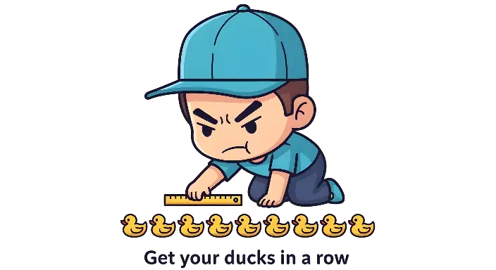 Chibi Cartoon Boy Measuring Ducks Organizational Sticker - landscape - width: 5632px, height: 3072px