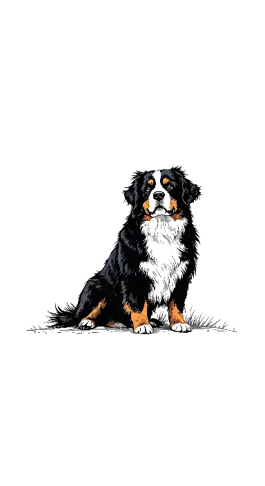 Detailed Realistic Bernese Mountain Dog Illustration for Dog Lovers - portrait - width: 384px, height: 704px