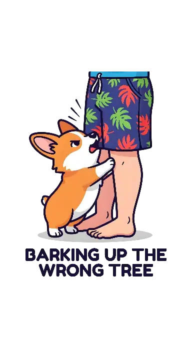 Cartoon Corgi Barking Up The Wrong Tree Funny Dog Design - portrait - width: 3072px, height: 5632px