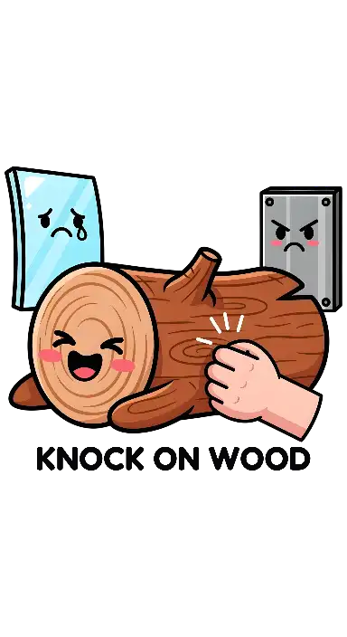 Cartoon Kawaii Knock on Wood with Crying Glass & Angry Metal Art - portrait - width: 3072px, height: 5632px