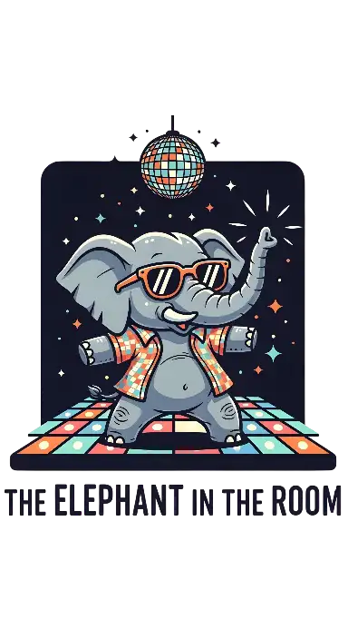 Kawaii Disco Elephant Dance Graphic for Retro Parties - portrait - width: 3072px, height: 5632px