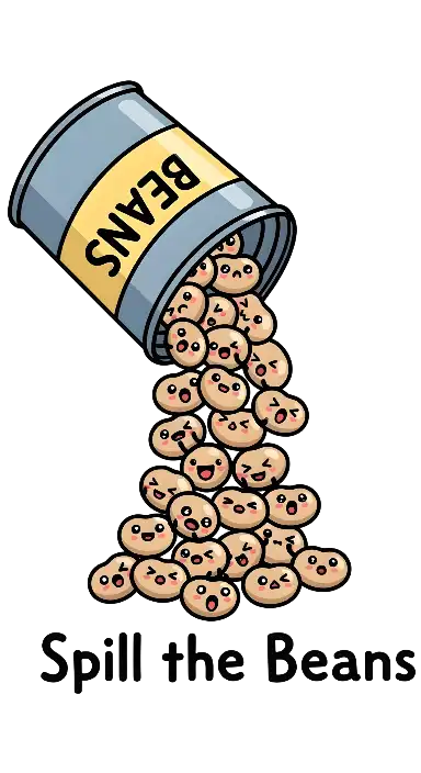 Cartoon 'Spill the Beans' Illustration with Playful Bean Faces - portrait - width: 3072px, height: 5632px