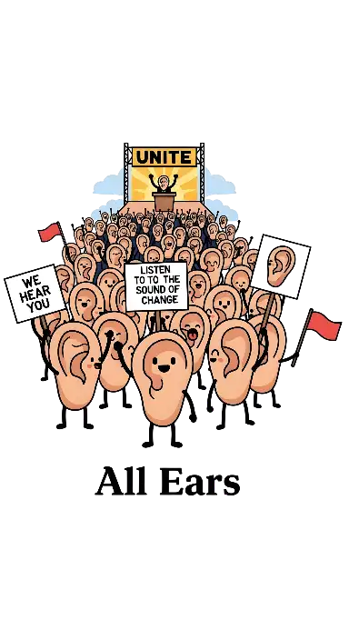 Humorous Anthropomorphic Ears Protest Design: The Sound of Change
