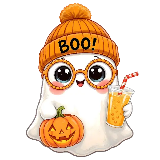 Kawaii Cartoon Ghost Sticker for Halloween Enthusiasts