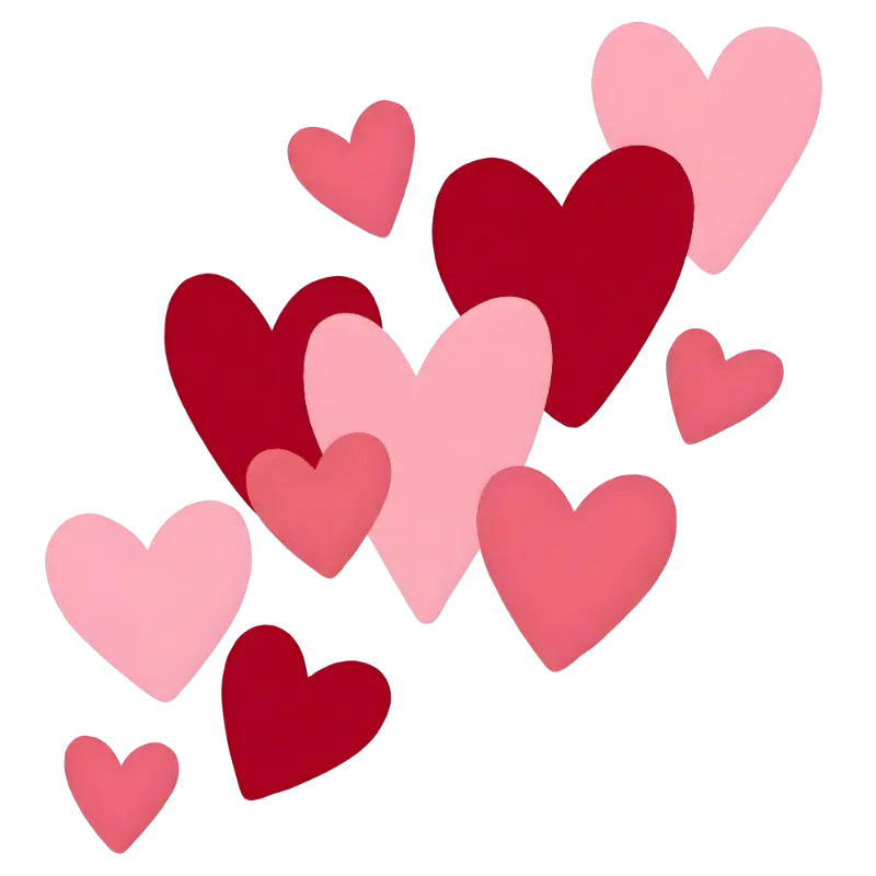 Flat Illustration Multiple Hearts Red Pink Valentine's Graphic