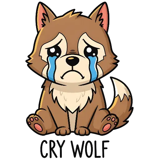 Chibi Crying Wolf Pup Graphic: Cute, Sad, Emotional Design