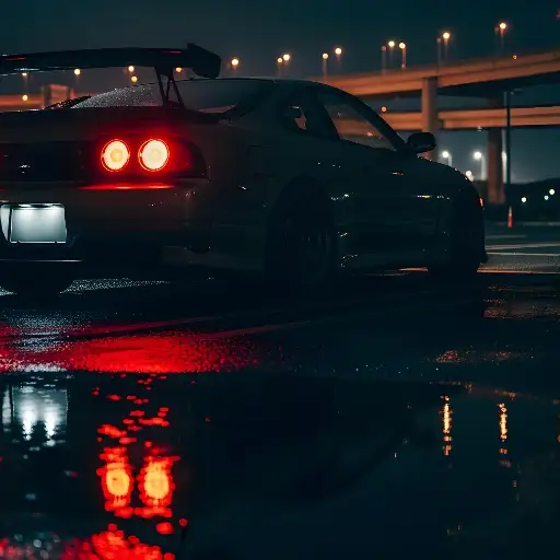 Night Photography Sports Car: Moody Urban Reflections