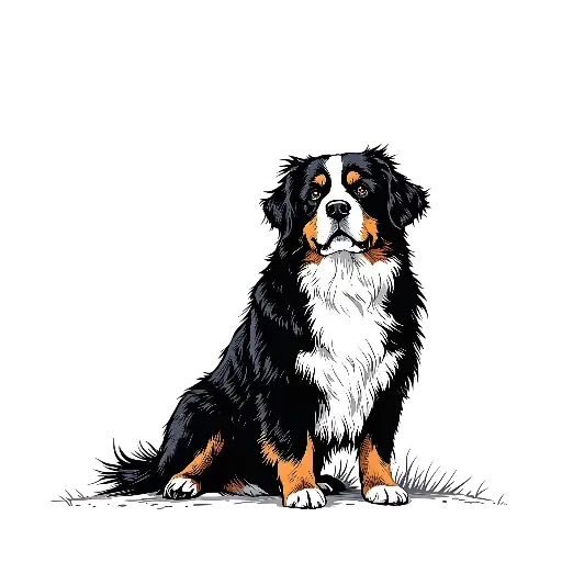 Detailed Realistic Bernese Mountain Dog Illustration for Dog Lovers - square - width: 512px, height: 512px